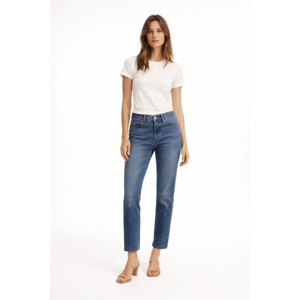 DL1961 Romie Slim Straight Mid Rise Ankle Jeans Medium Blue Indigo Size 26 NWT